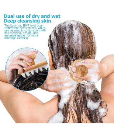 Shengxi Shampoo Brush - Bamboo & Gua Sha Wood Scalp Massager | Silicone Hair Washing Brush for Growth & Care - Buy Online on GoSupps.com