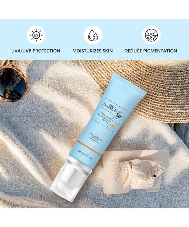Face Sunscreen SPF 50 Broad Spectrum - Clear Hydrating Formula for Sensitive Skin Non-Greasy Sun Protection Against UVA/UVB Rays Travel Size 1.7oz No Sticky Feel (2) - Buy Online on GoSupps.com