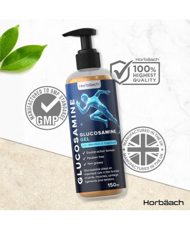 Glucosamine Gel 150ml with Menthol & Capsicum for Joint & Muscle Pain Relief | Highly Absorbable Non-Sticky Gel by Horbaach - Buy Online on GoSupps.com