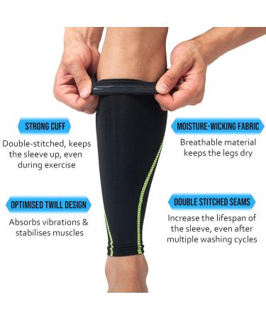 360 RELIEF Compression Calf Sleeves for Men and Women - Shin Splints, Muscle Cramps, Circulation, Running, Hiking, Marathon - Black XL | Includes Mesh Laundry Bag - Buy Online on GoSupps.com