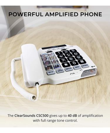 ClearSounds CSC500 Amplified Landline Phone with Speakerphone and Photo Frame Buttons | Up to 30dB Amplification | T-Coil Hearing Aid Compatible - Buy Online on GoSupps.com