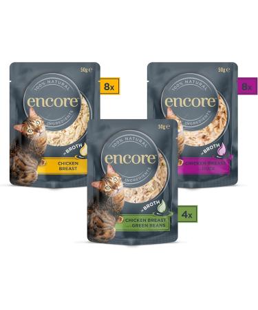 Encore 100% Natural Wet Cat Food Assortment of Chicken in Bouillon 4 x 5 x 50 g (Pack of 20) - Buy Online on GoSupps.com