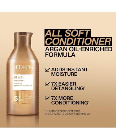 REDKEN All Soft Conditioner 300ml - Argan Oil for Dry Hair, Intense Softness and Shine - Buy Online on GoSupps.com