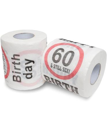 Happy 60 & Still Sexy Birthday Klopapier 2 pack decoration and gift packaging for the 60th birthday funny motto toilet paper fun toilet paper gifts birthday decoration 60th 2 x