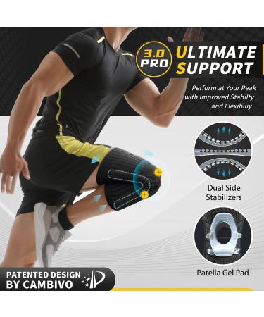 Buy Cambivo Knee Brace for Men & Women Compression Support with Stabilizers & Gel Pad for Arthritis Sports Running Volleyball - XL Black/Gray (2 Pieces) - Buy Online on GoSupps.com