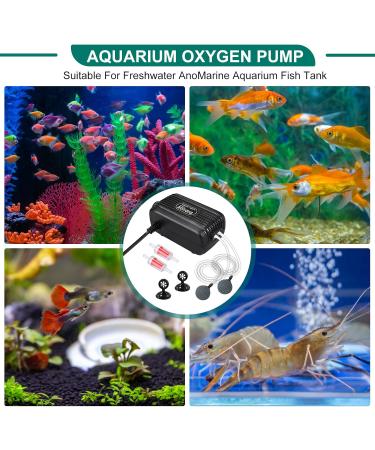 Didude Aquarium Air Pump - Ultra Quiet 20-40dB Adjustable Double Outputs with Check Valves for 3.8-300L Aquariums - Buy Online on GoSupps.com