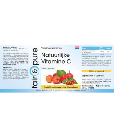 Fair & Pure - Vitamine C naturelle d'ac rola et d' glantier - v gane - 240 g lules - Buy Online on GoSupps.com