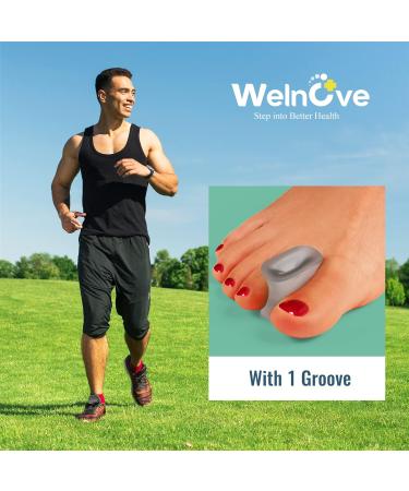 Welnove 12-Pack Gel Toe Spreaders & Spacers for Overlapping Toes - Unisex Transparent Black - Buy Online on GoSupps.com