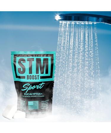 STM Boost Shower Steamers - Eucalyptus & Menthol Aromatherapy Tablets for Sinus Relief & Relaxation - Ideal for Men, Women, Athletes - Natural Shower Tabs - 14 Pack - Buy Online on GoSupps.com