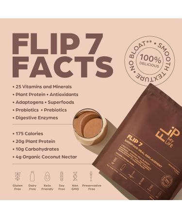 Flip My Life Flip 7 Natural SuperFood Plant-Based Protein Complete Meal Replacement to Support Healthy Gut 7 Mega Nutrient Rich Blends all in one to AGE BETTER - Chocolate - Buy Online on GoSupps.com