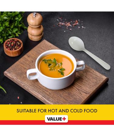 Value Plus (1000 Count) White Disposable Soup Spoon Individually Wrapped Heavy Weight Polypropylene Cutlery for Birthday Party Picnic Barbecue Ideal for Office & Take Away - Buy Online on GoSupps.com