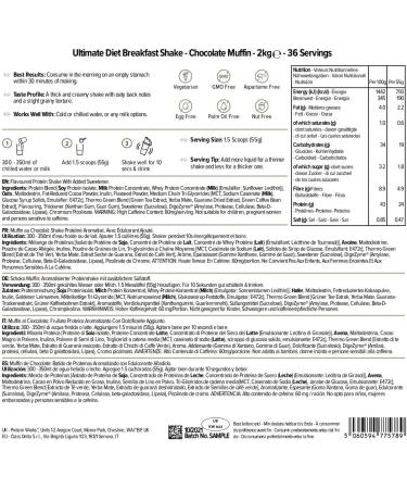 Protein Works - Ultimate Diet Breakfast Shake | High Protein 230 Calorie Breakfast | Low Calorie Breakfast Shake | Protein Meal Replacement | 36 Servings | Chocolate Muffin 2kg - Buy Online on GoSupps.com
