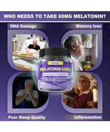 Antioxidant & Brain Support Melatonin 60mg 30mg for 50+ Adults | High Dose Melatonin for Anti-Aging & Immune | Extra Strength Melatonin Gummies with B6 Ashwagandha Magnesium MSM - 60 Gummies 60 Count (Pack of 1) - Buy Online on GoSupps.com