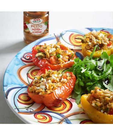 Sacla Italian Pesto Sauce Red Pepper and Almond - Perfect with Pasta Roasted Veg Chicken and Stuffed Peppers - Made with Basil Leaves Sweet Red Peppers Almonds and Cheese 190g (Pack of 6) - Buy Online on GoSupps.com