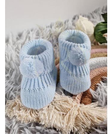 Royal Icon Baby Booties 0-3 Months | Pom Pom Adorable Warm Booties for Boys and Girls | Indoor & Outdoor Stylish Bootees - Blue White RI408 RI377 - Buy Online on GoSupps.com