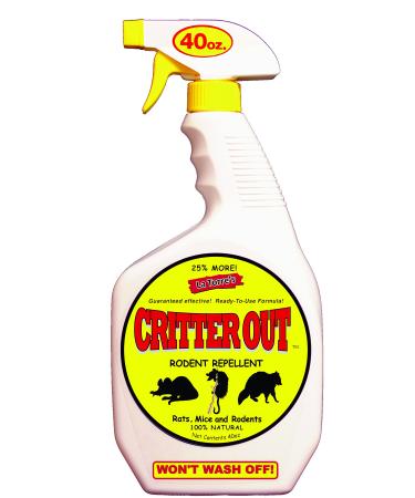 Mouse & Rat Repellent: Peppermint Oil Rodent Repellent, Get Rid of Rats, Mice & Rodents in Your Home & Outside, Protect Engine Wiring, Prevent Nesting, Stops Chewing. Critter Out 40oz Ready To Use