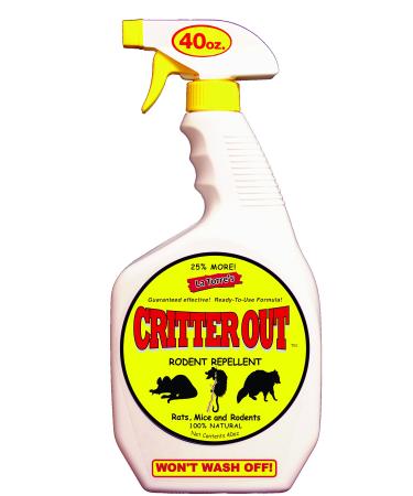 Mouse & Rat Repellent: Peppermint Oil Rodent Repellent, Get Rid of Rats, Mice & Rodents in Your Home & Outside, Protect Engine Wiring, Prevent Nesting, Stops Chewing. Critter Out 40oz Ready To Use