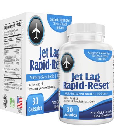 Jet Lag Rapid-Reset (7-in-1) Support Supplements | Optimize Your Travel Routine | Jet Lag Supplement for Travelers | 30 Doses per Bottle | 30 Capsules