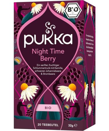  Pukka Pukka 4-pack of organic fruit-based tea bags "Night Time Berry " featuring chamomile lavender echinacea and elderberry for a peaceful evening's rest - Buy Online on GoSupps.com