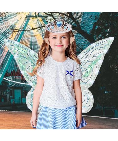 Kids Butterfly Wings Set Led Lights Up Butterfly Wings Battery Powered Wings Halloween Dress Up Props (with Light + Crown Two-Piece Set + Ears) Blue - Buy Online on GoSupps.com