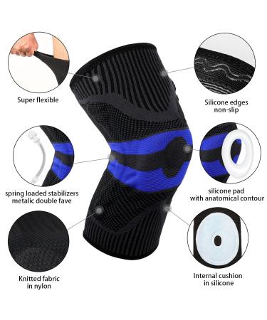 Milaiun Knee Brace - 2 Pack Compression Supports for Men & Women with Side Stabilizers & Patella Gel - Orthopedic Knee Bandage for Strength Sports & Arthrosis - Blackish Violet - Buy Online on GoSupps.com