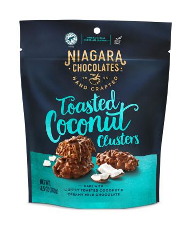 Niagara Chocolates Stand Up Bags (Milk Chocolate Toasted Coconut Clusters, 1 Pack) Milk Chocolate Toasted Coconut Clusters 4.5 Ounce (Pack of 1)