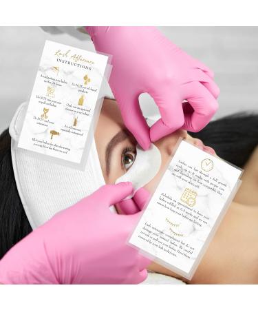 Lash Extension Aftercare Cards 50 Pack | Double Sided 3.5x2 | Marble & Gold Design | After Care Instructions for 2-3 Week Fillers - Buy Online on GoSupps.com