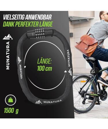 Munatura Bicycle Lock with Numerical Lock 100cm - High Safety Bike Lock for E-Bikes - Secure Your Ride Worldwide - Buy Online on GoSupps.com
