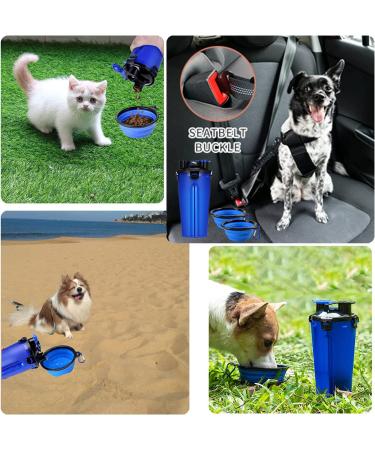 BrokSilent Dogs Travel Water Bottle - Leak Proof Puppy Dispenser with Bowls - Blue - Buy Online on GoSupps.com