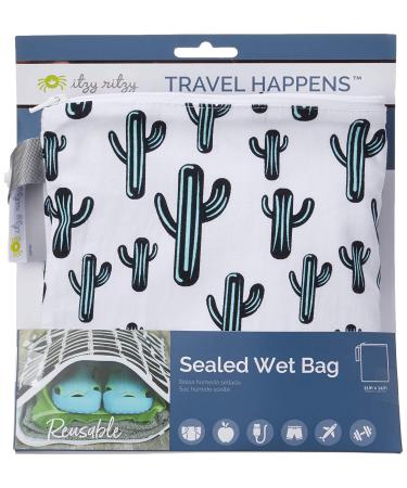 Itzy Ritzy Sealed Wet Bag | Washable & Reusable | Water Resistant Lining | Ideal for Swimwear, Diapers, Gym Clothes & Toiletries | 11 x 14 | Cactus Crew - Buy Online on GoSupps.com