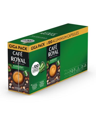 Caf Royal Noisette flavored 100 capsules for Nespresso coffee machine - Rainforest Alliance certified aluminum coffee capsules