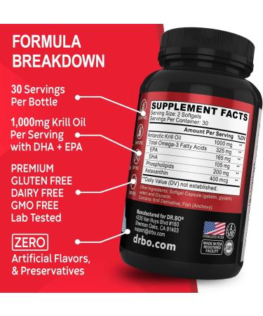 Krill Oil Omega 3 500mg - Antarctic Krill Oil 1000mg Softgels Capsules EPA DHA Astaxanthin Phospholipids - Omega 3 Fatty Acids Supplements Natural Pure Supplements for Women & Men - 60 Softgels - Buy Online on GoSupps.com
