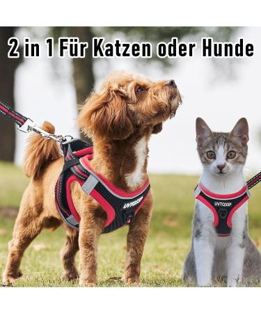 UVTQSSP Dog Harness for Small Dogs with Leash - Padded Puppy Dishes Black & Red XS/XXS - Buy Online on GoSupps.com