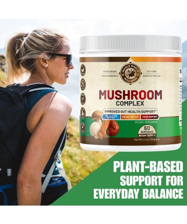 WHOLE WORLD WELLNESS Organic Mushroom Complex Powder | Immune Defense, Energy & Focus Support | Reishi, Lion's Mane, Chaga | Dairy Free & Soy Free | 60 Servings | Made in The USA. - Buy Online on GoSupps.com