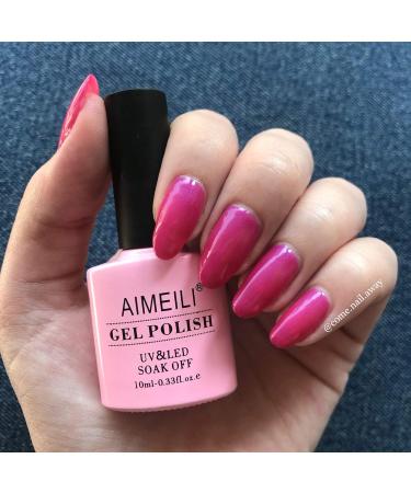 AIMEILI Gel Nail Polish No Wipe Top and Base Coat Set with Hot Pink Color - Buy Online on GoSupps.com