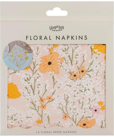 Ginger Ray Pink Floral Print Luncheon Napkins - 16 Pack Party Tableware for Celebrations - Buy Online on GoSupps.com
