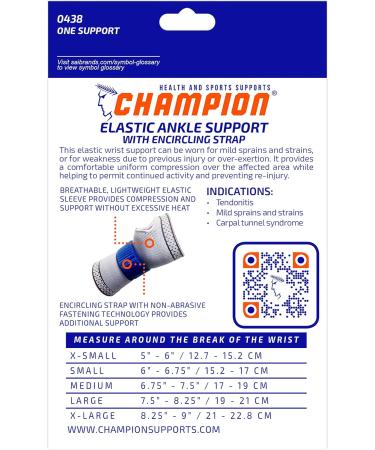 Champion Elastic Wrist Support Compression Sleeve - Grey Large | International Shipping Available - Buy Online on GoSupps.com