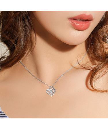 CHENGHONG Paw Print Necklace 925 Sterling Dog Cat Heart Memorial Dog Themed Jewellery Blue Pink Puppy Westie Gifts for Women Girls  - Buy Online on GoSupps.com