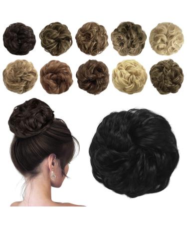 Sofeiyan Hair Part Hair tie updos Unordered Perquence Chignon Wavy Unamental chignon hairstyles hair extensions for women Pechschwarz 40g Pechschwarz
