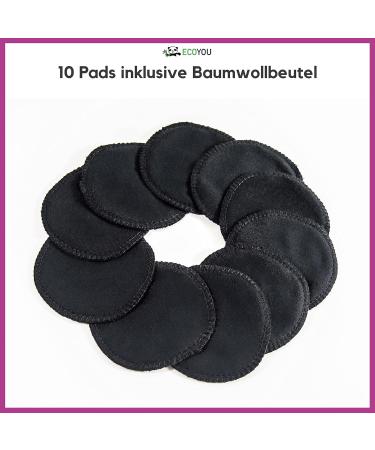 Ecoyou Washamm Slimming Pads - Organic Cotton Reusable Black Pads (10 Pack) with Storage Washers - Buy Online on GoSupps.com