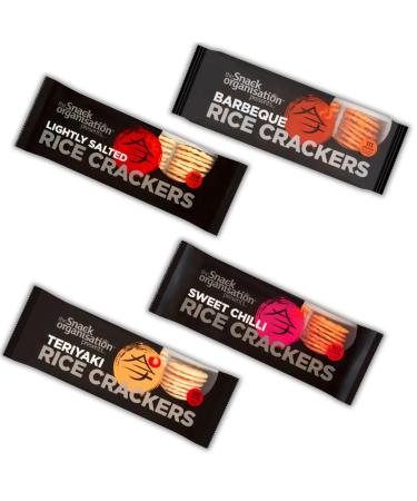 The snack organisation Rice Crackers Gluten Free Pick N Mix | Choose From 3+ Flavours | Lightly Salted Sweet Chilli Barbeque Teriyaki - Pack of 2 x 100g