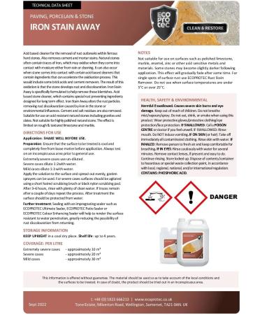 ECOPROTEC Iron Stain Away Cleaner - 1 Litre | Removes Brown Stains from Natural Stone - Buy Online on GoSupps.com