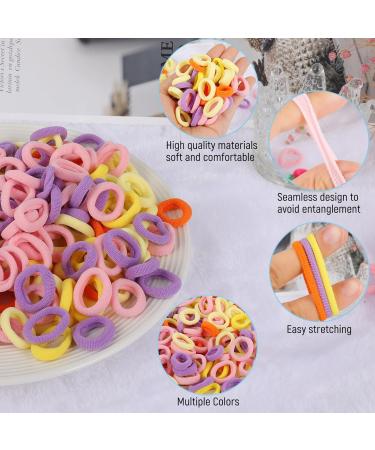 FiHodone 200 Small Hair Ties for Girls - 2cm Soft Rubber Braid Bands | Mini Colored Hair Jewelry (Yellow & Pink) - Perfect for Children - Buy Online on GoSupps.com