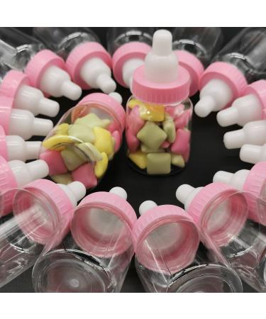 Lucas shops Bottles with Removable Pink Tops for Baby Showers  Parties  and Favors (24 Pink))  3.5*1.60 Inch