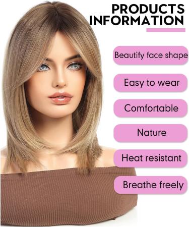 WOKESTAR Short Brown Bob Wig with Fringe - Heat Resistant Synthetic Hair for Women - Buy Online on GoSupps.com