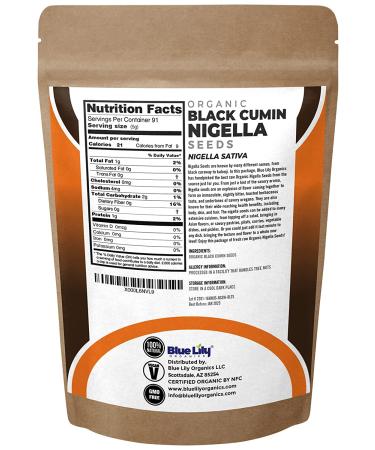 Blue Lily Organics Raw Nigella Black Cumin Seeds - 16oz/1lb Bag | Certified Organic, Non-GMO, Gluten Free | Healthy Spice with Antioxidant & Anti Inflammatory Qualities - Buy Online on GoSupps.com