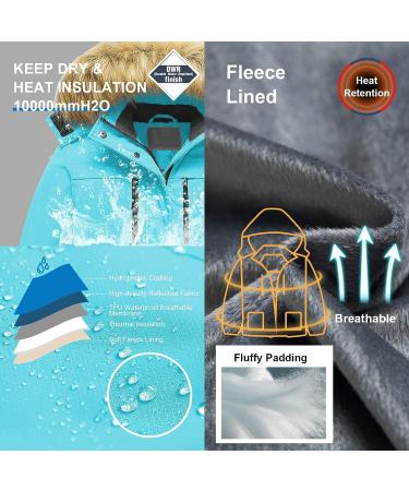 Pursky Girl's Waterproof Ski Jacket - Kids Winter Snow Coat 10-12 Years Blue - Buy Online on GoSupps.com