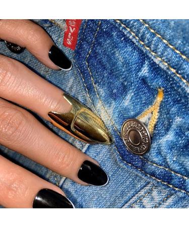 BLULILY Adjustable Finger Nail Art Finger Rings Women Girl Gifts Jewelry Nail Rings Adjustable Fingertip Rings Alloy Material Gold - Buy Online on GoSupps.com