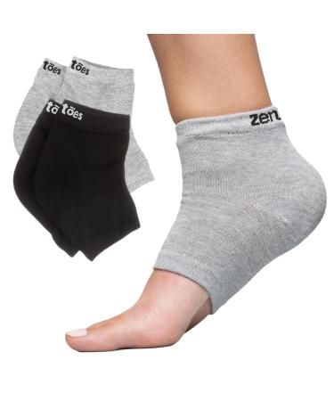 ZenToes Moisturizing Heel Socks 2 Pairs Gel Lined Toeless Spa Socks to Heal and Treat Dry, Cracked Heels While You Sleep (Regular, Gray and Black) - Buy Online on GoSupps.com