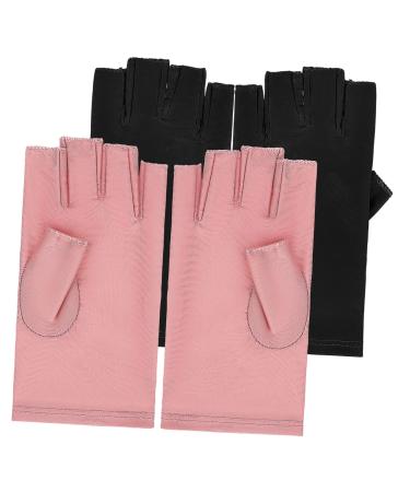 HONMEET 2 Pairs UV Gloves Gel for Nails UV Shield Glove Nails Gel Nail Art Gel Gloves for Gel Manicure UV Gloves Manicure Gloves Sun Gloves Anti Gloves Nail Gel Cotton